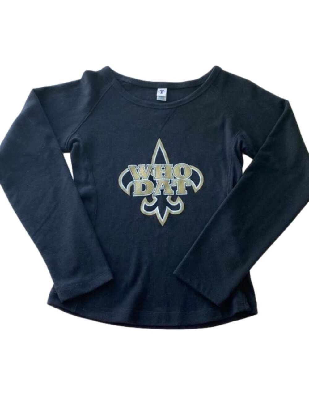 Toppy PULLOVER BLACK “WHO DAT” GOLD GRAPHIC SIZE L